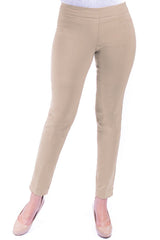 Plus Pull-On Solid Narrow Leg Pant With Faux Front Pockets - Stone