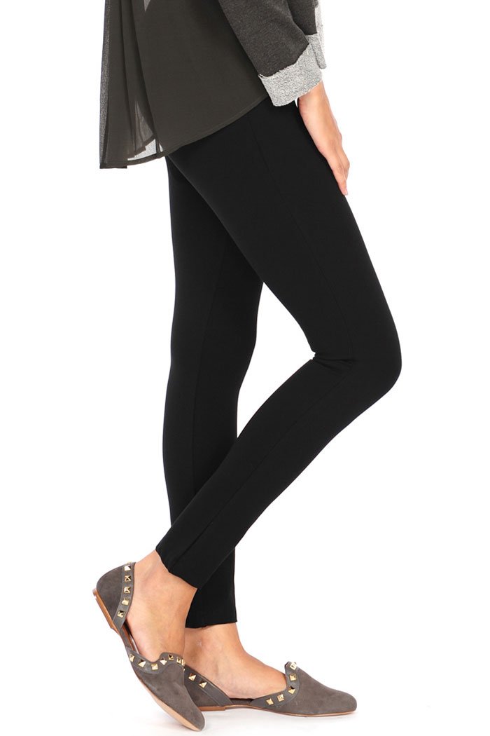 Petite Wide Band Pull-On Ankle Legging - Black