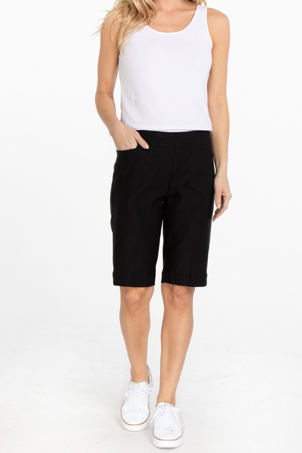 Plus Size Black Pull On Walking Shorts With Pockets