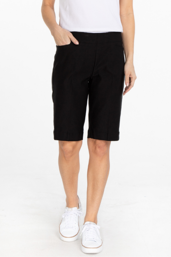 Plus Size Black Pull On Walking Shorts With Pockets
