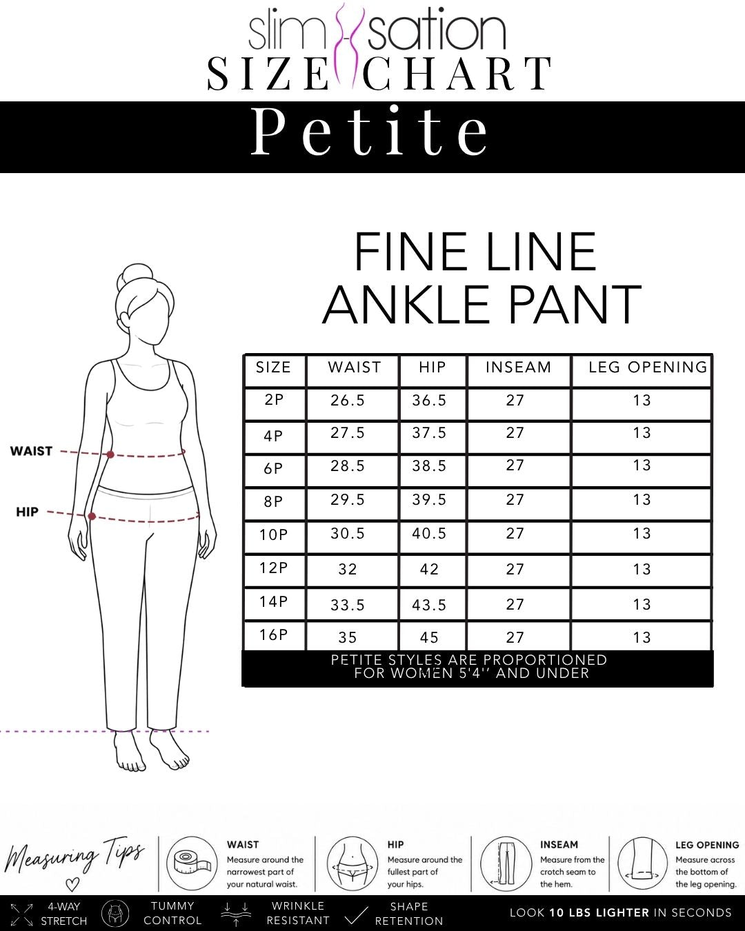 Petite Solid Fine Line Twill Ankle Pant - Black