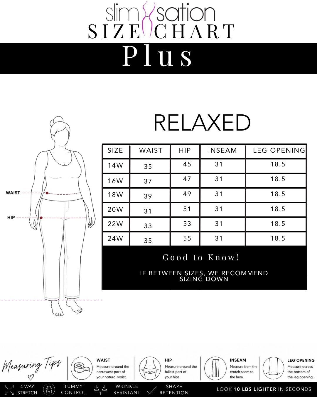 Women's Pull On Relaxed Leg Pants | Slimsation