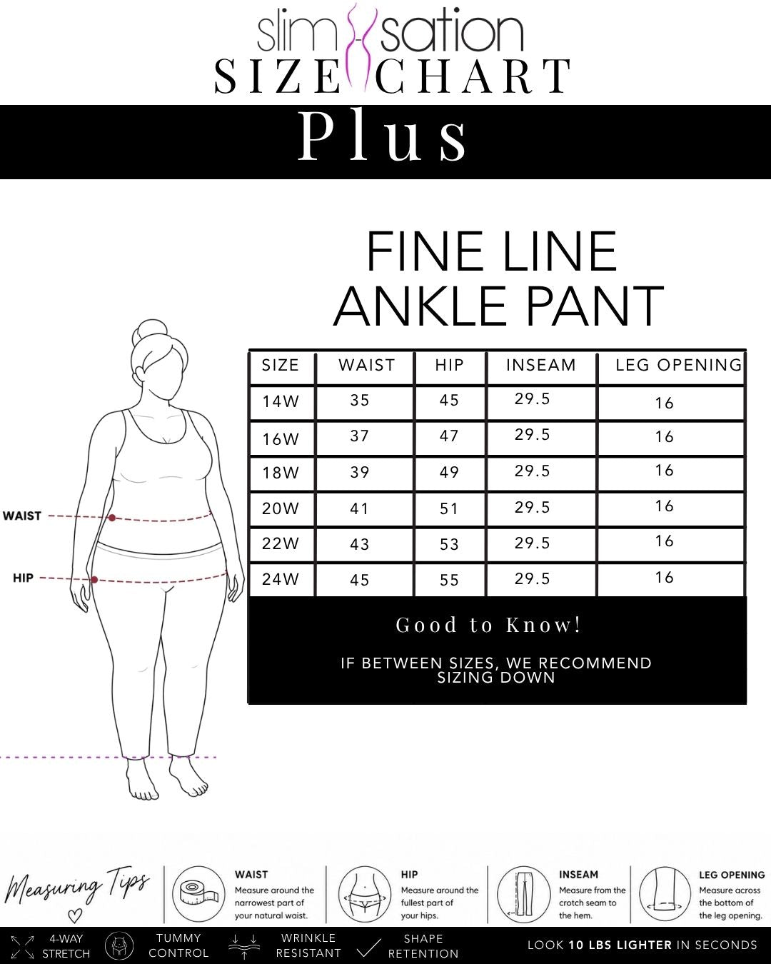Plus Size Solid Fine Line Twill Ankle Pant - White
