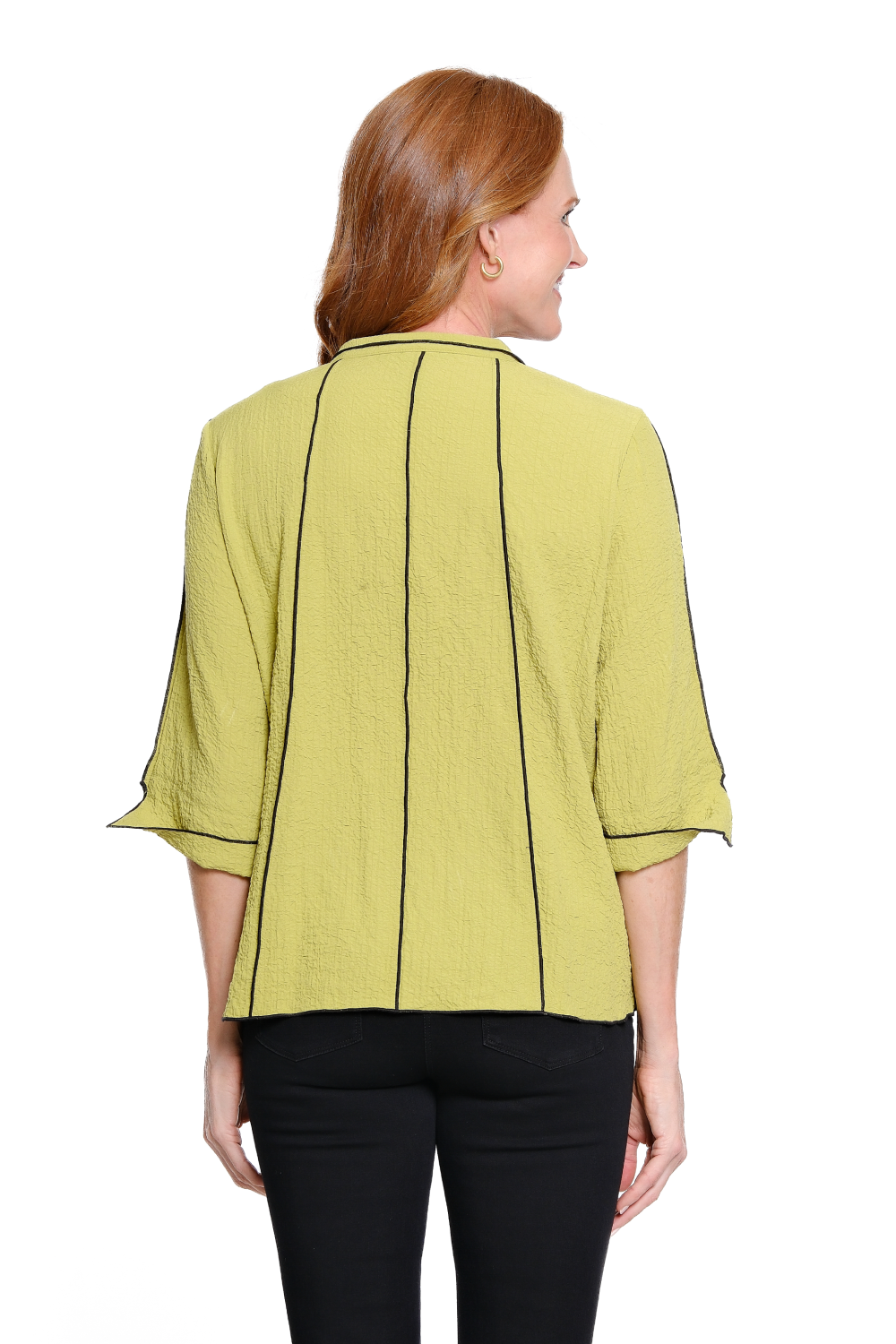 Lime Citron Textured Button Front Tunic - Missy