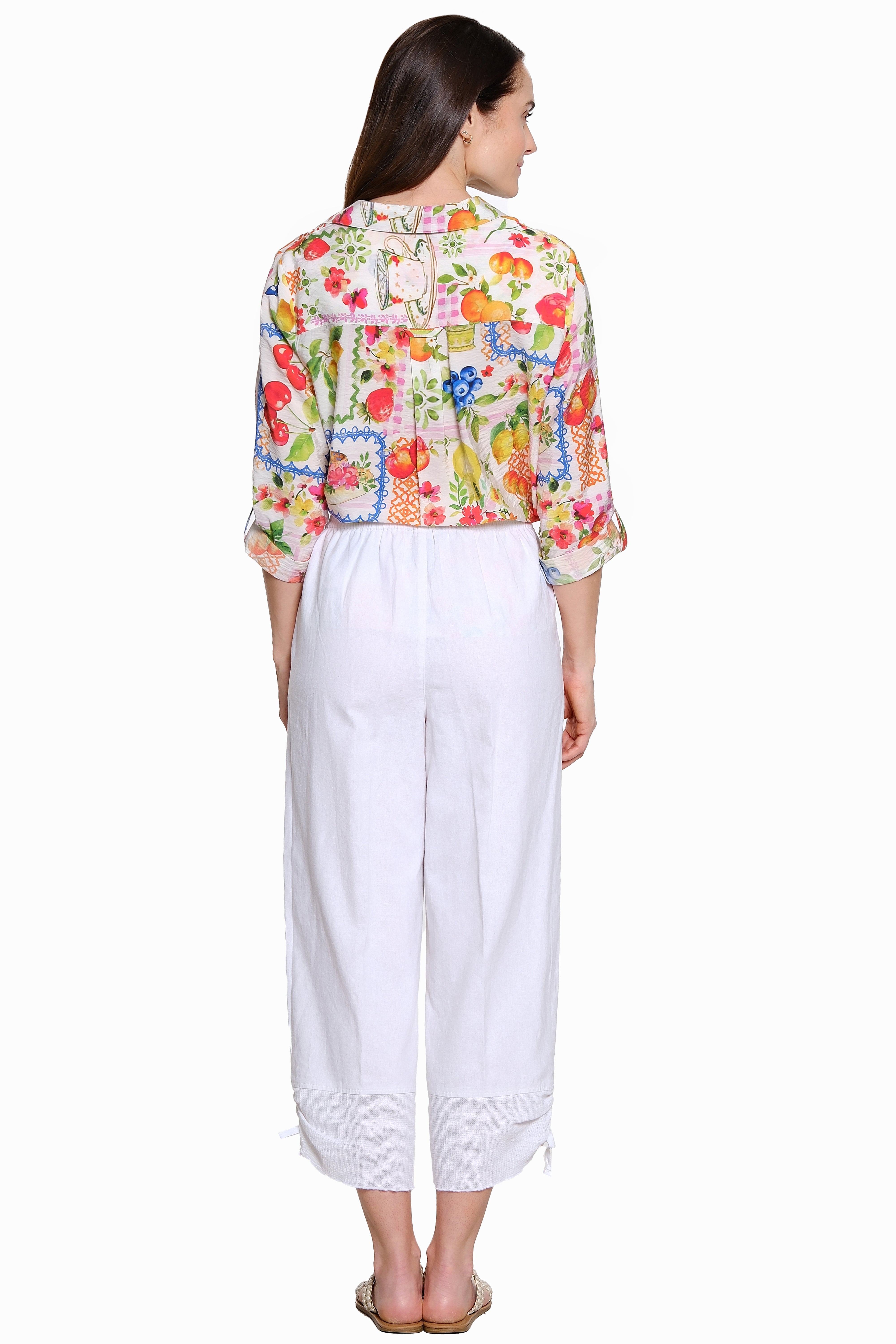 Pull-On Pants with Cinch Hem - White