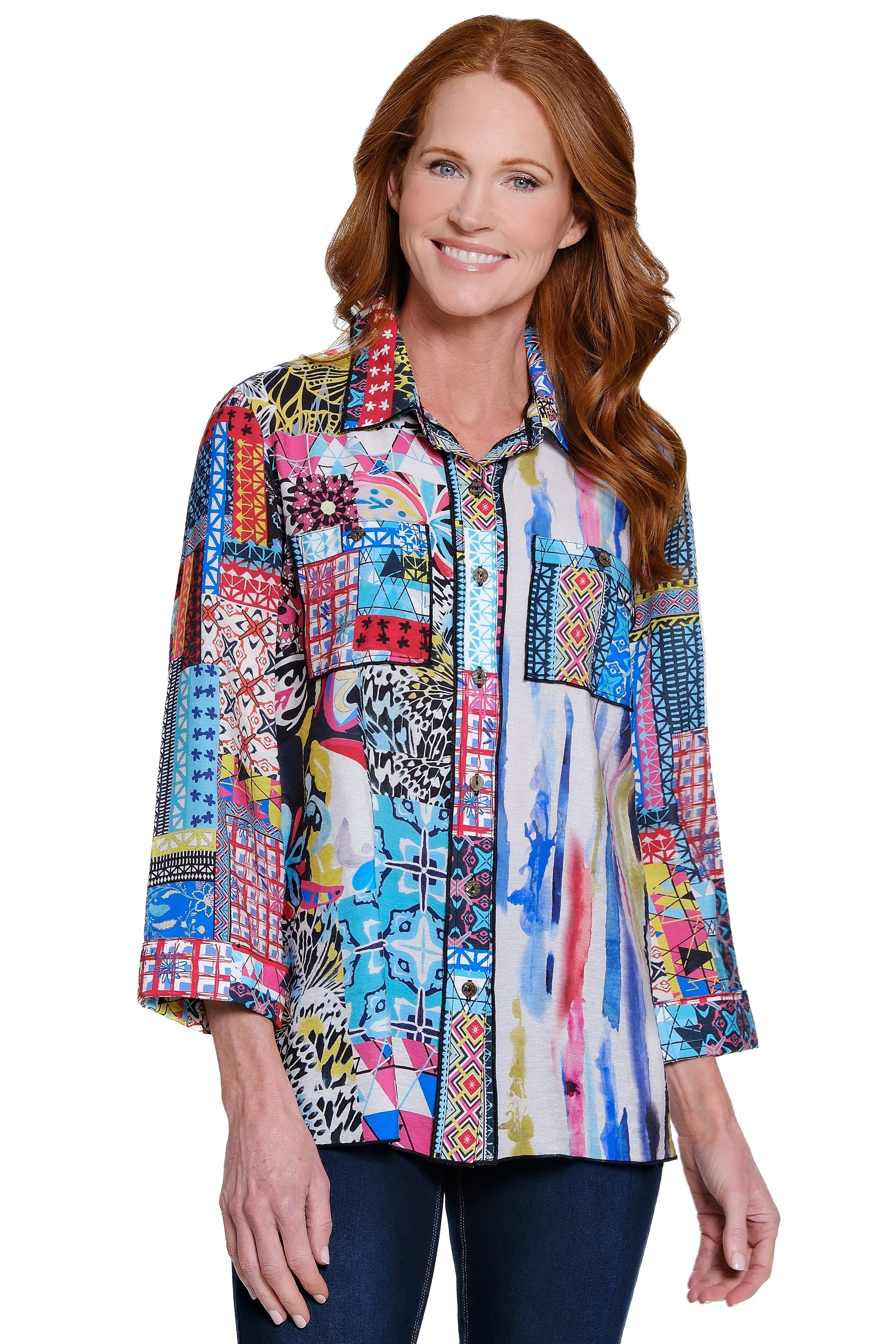 Print Tunic with Chest Pockets - Plus - Multi