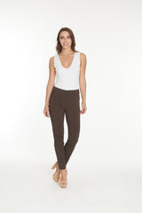 Plus Pull-On Solid Narrow Leg Pant With Faux Front Pockets - Chocolate