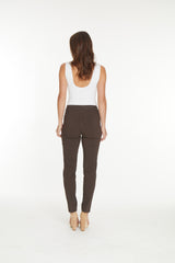 Plus Pull-On Solid Narrow Leg Pant With Faux Front Pockets - Chocolate