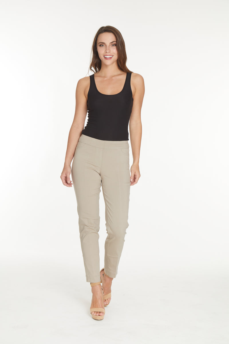 Pull-On Stone Color Ankle Pants