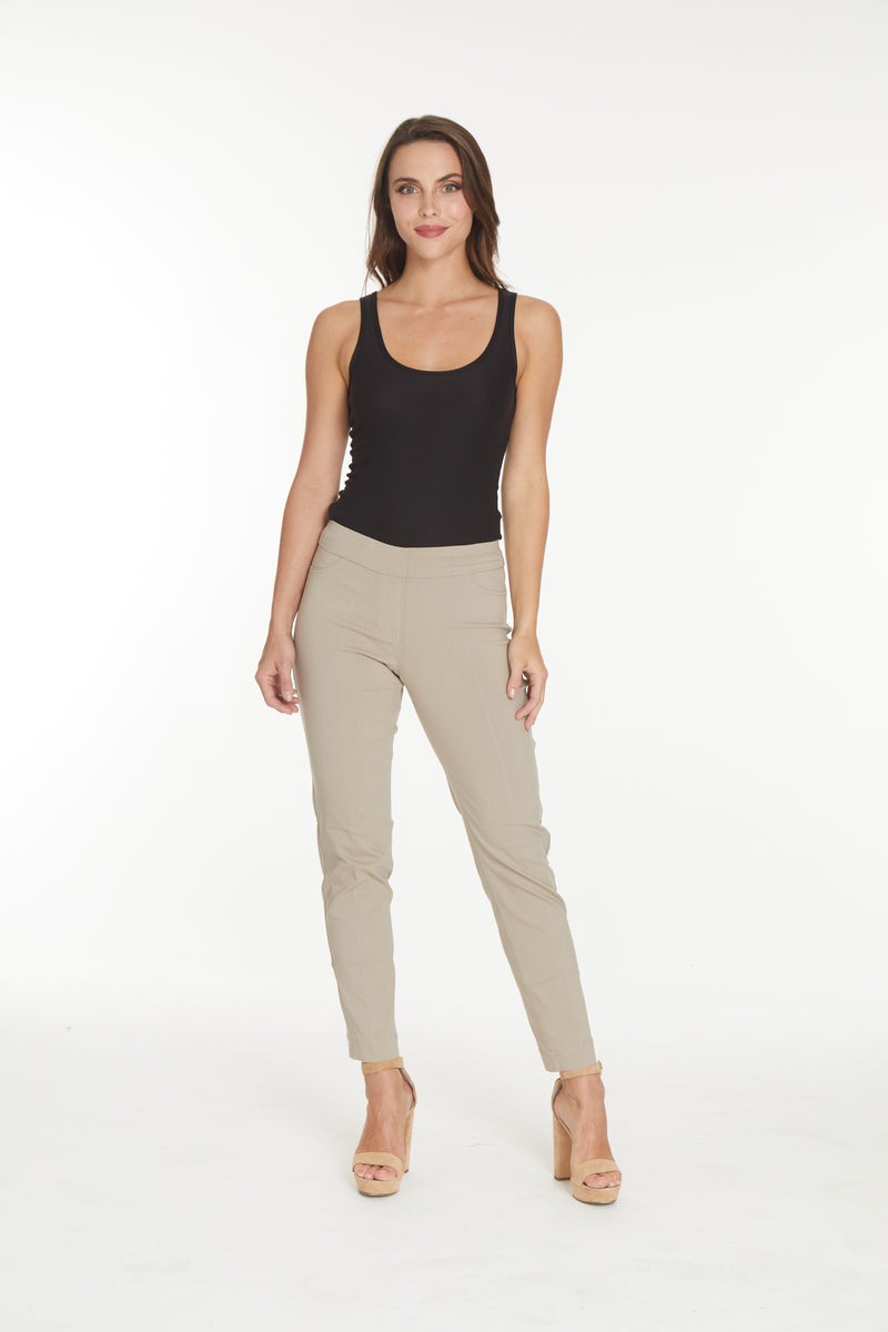 Pull-On Stone Color Ankle Pants