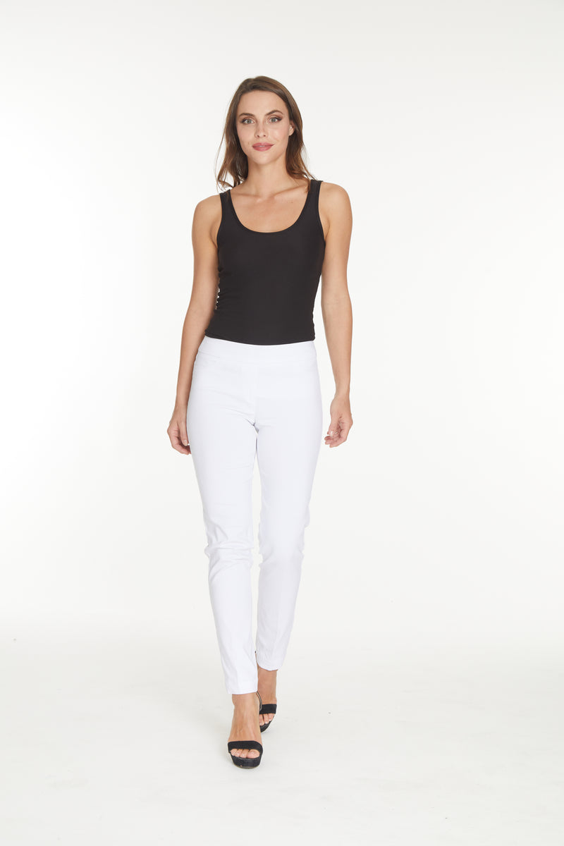 Plus Size White Ankle Pants with Back Pockets