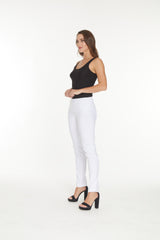 Plus Size White Ankle Pants with Back Pockets