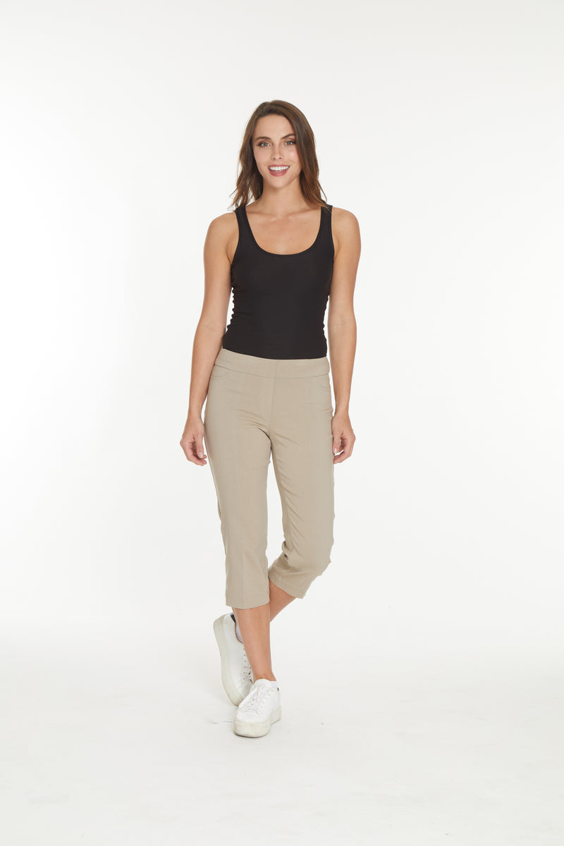 Plus Size Stone Capri Pants With Pockets