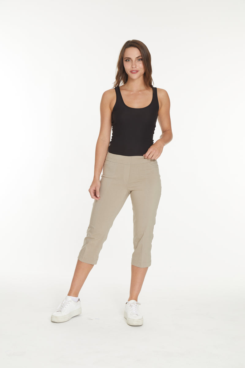 Plus Size Stone Capri Pants With Pockets