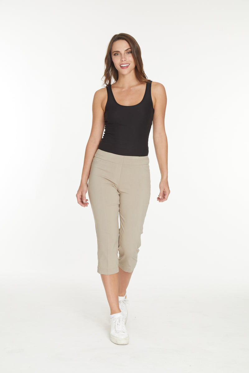 Plus Size Stone Capri Pants With Pockets