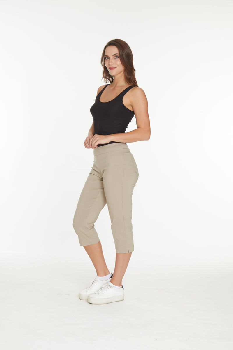 Plus Size Stone Capri Pants With Pockets