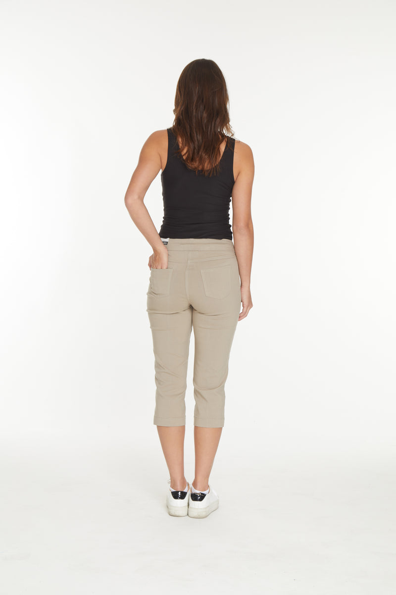 Plus Size Stone Capri Pants With Pockets