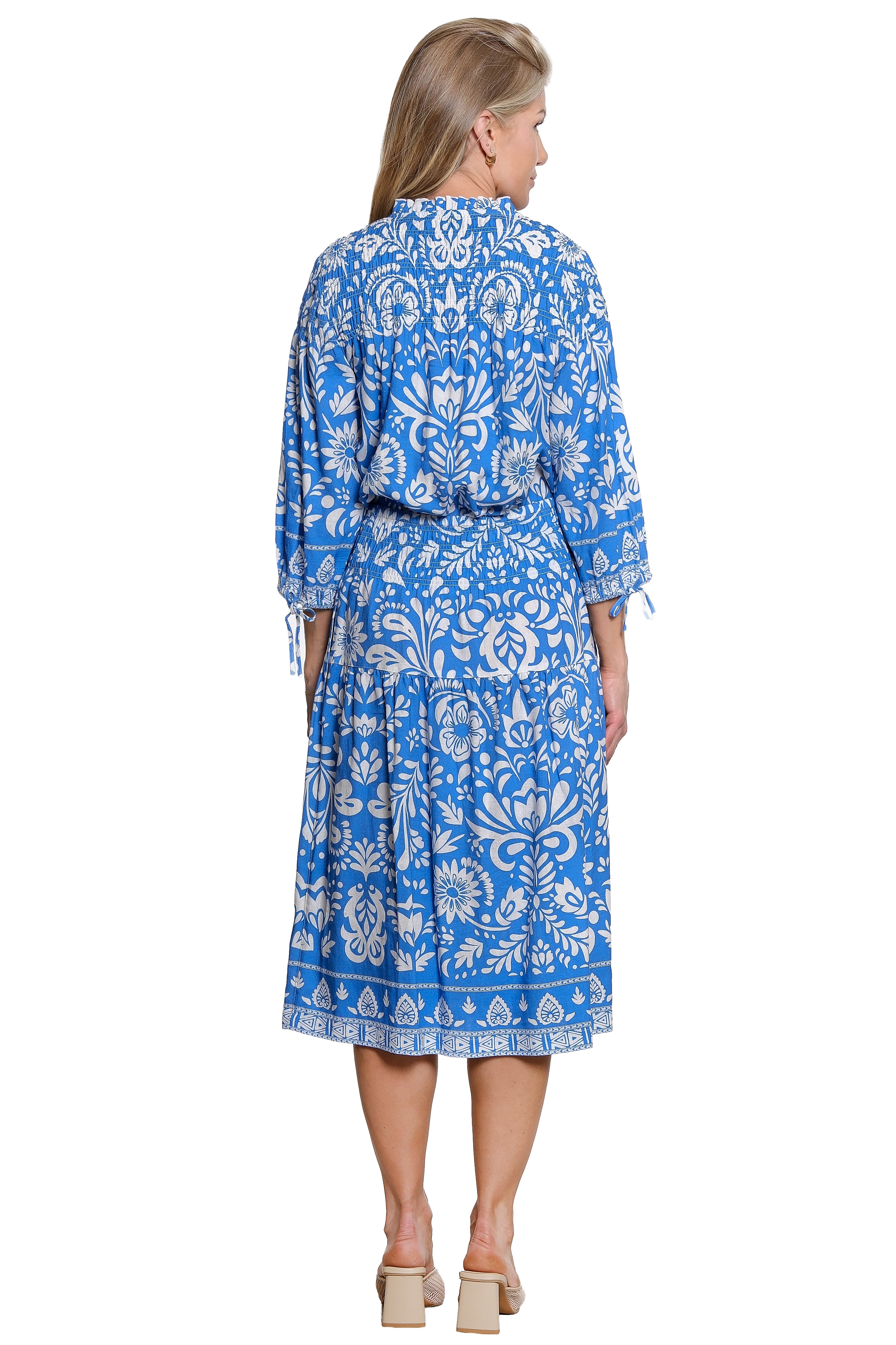 Blue Floral Floral Mid Length Skirt - Missy
