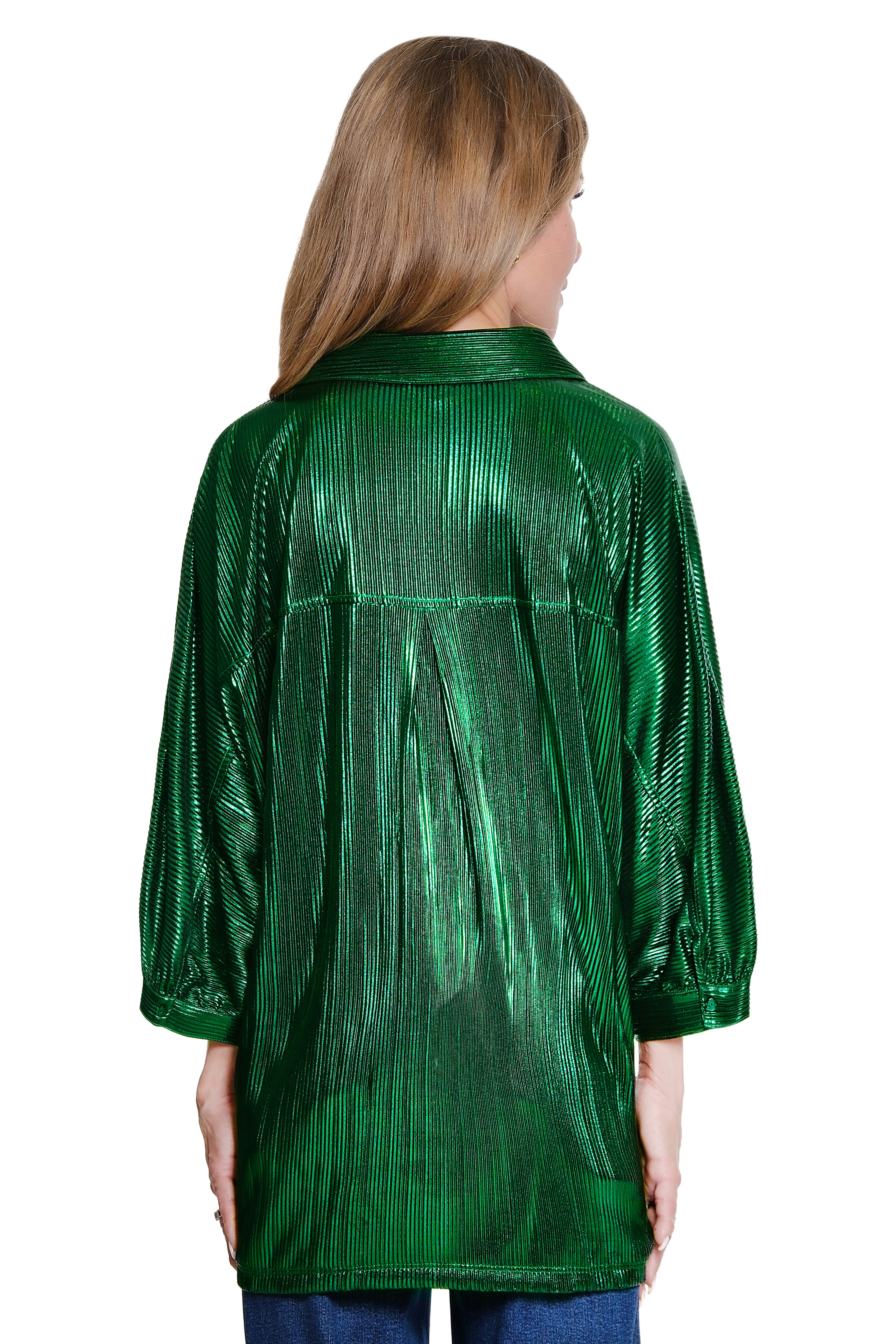 Shimmer Dolman Sleeve Blouse - Plus - Green