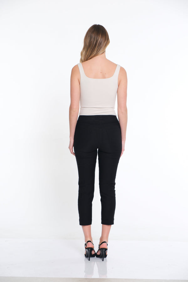 Pull-On Crop Pant With Real Front & Back Pockets - Black