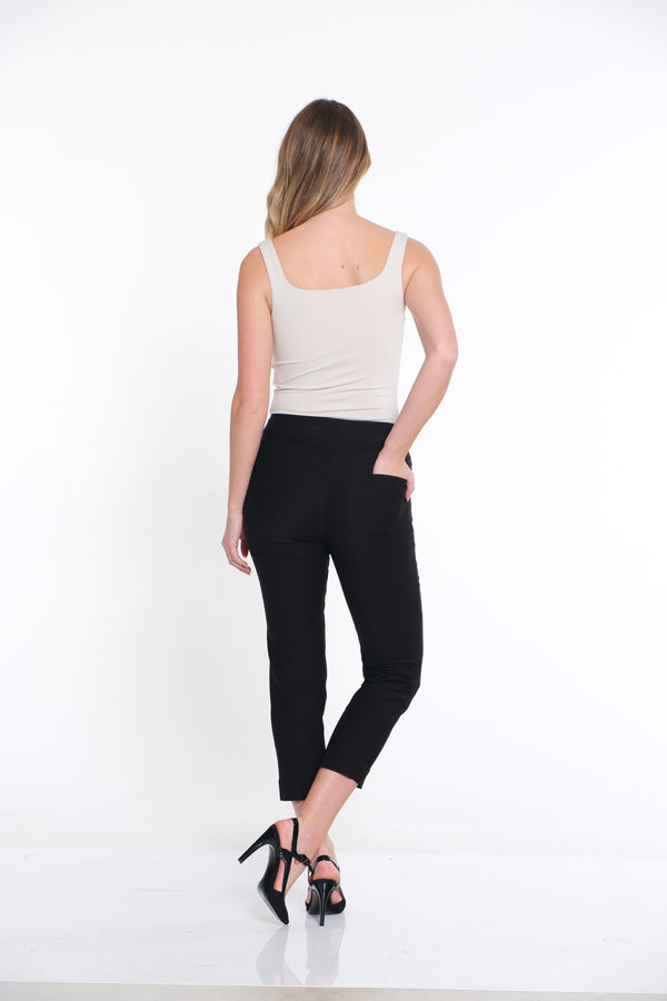Plus Pull-On Crop Pant With Real Front & Back Pockets - Black