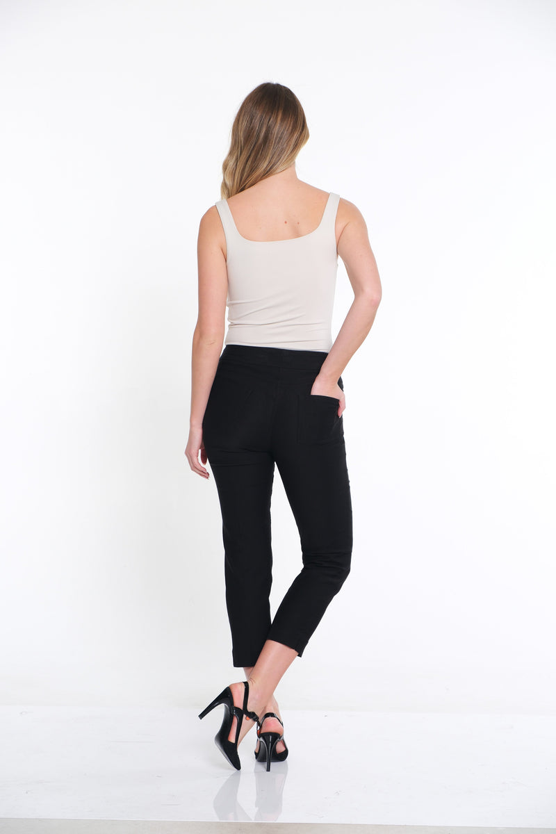 Pull-On Crop Pant With Real Front & Back Pockets - Petite - Black