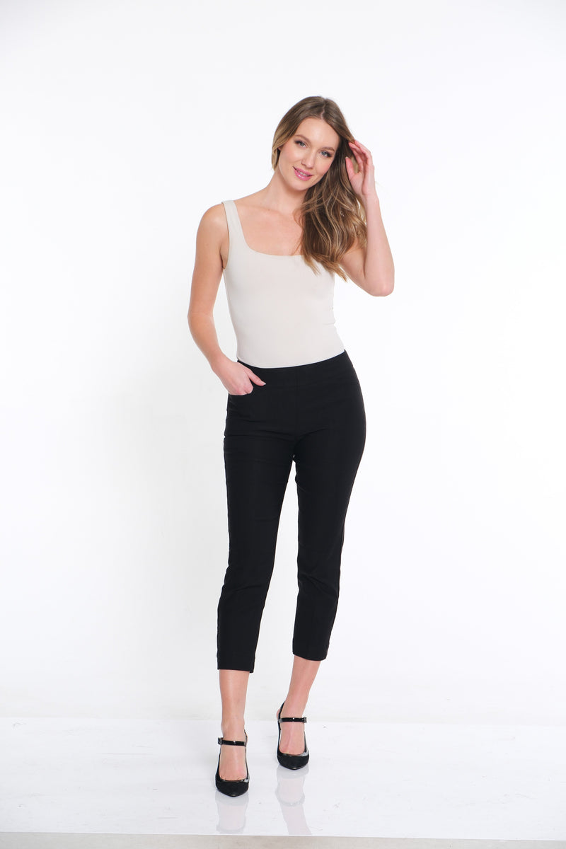 Pull-On Crop Pant With Real Front & Back Pockets - Black