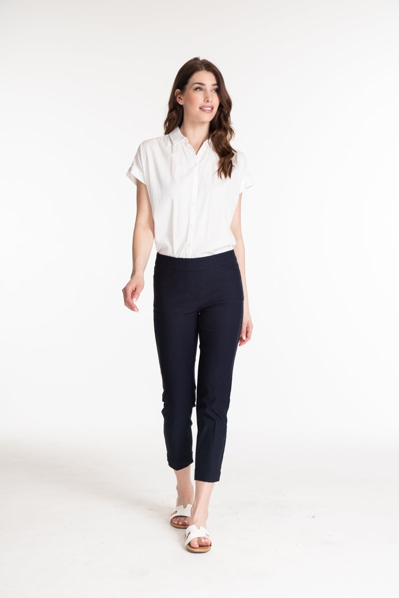 Pull-On Crop Pant With Real Front & Back Pockets - Midnight