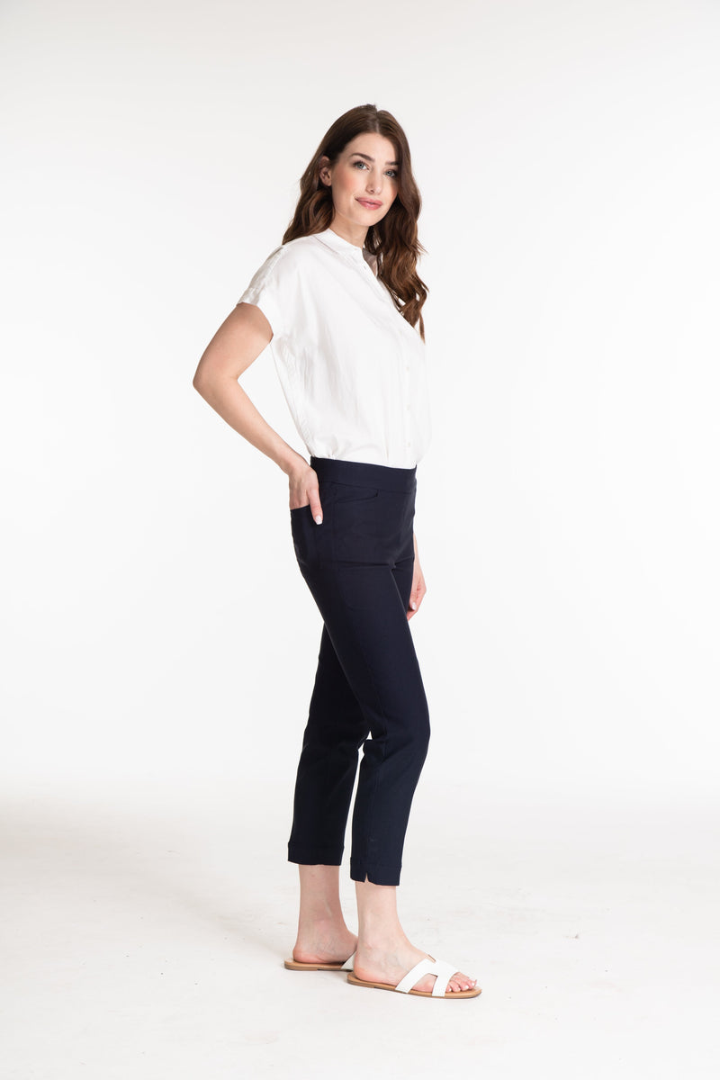 Pull-On Crop Pant With Real Front & Back Pockets - Midnight