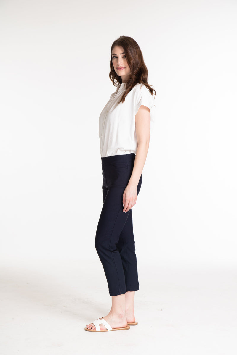 Pull-On Crop Pant With Real Front & Back Pockets - Midnight