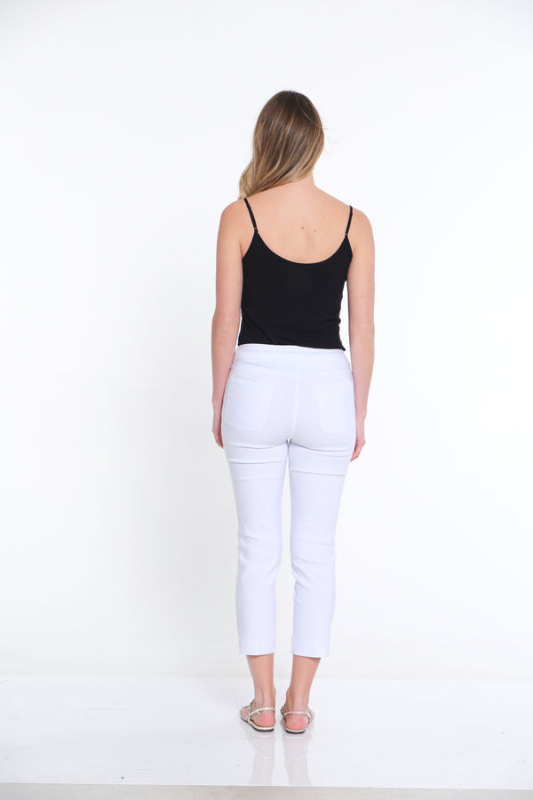 Pull-On Crop Pant With Real Front & Back Pockets - White