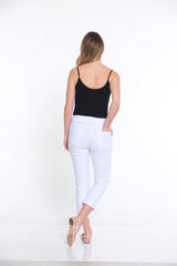 Pull-On Crop Pant With Real Front & Back Pockets - White