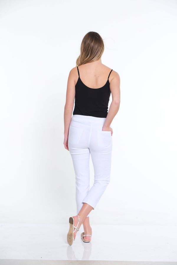 Plus Pull-On Crop Pant With Real Front & Back Pockets - White