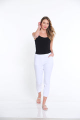 Pull-On Crop Pant With Real Front & Back Pockets - White