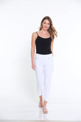 Triple Fringe Hem Jean Ankle Pant - White