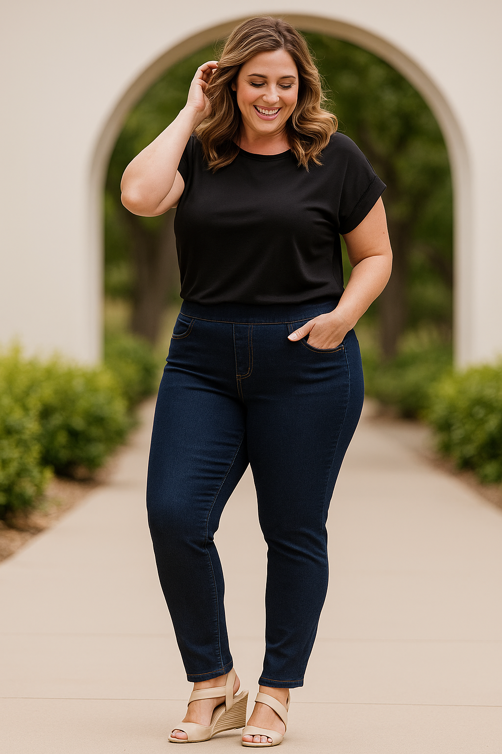 Plus Size Midnight Indigo Ankle Jeans with Pockets