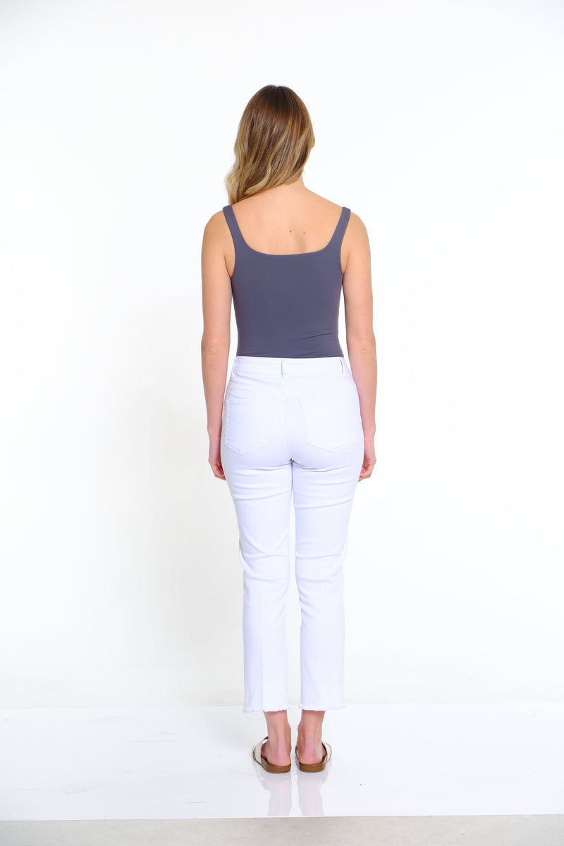 Center Seamed Denim Ankle Jean - White