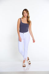 Center Seamed Denim Ankle Jean - White