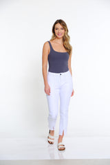 Center Seamed Denim Ankle Jean - White