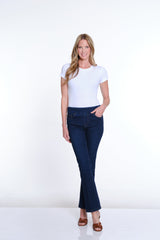 Pull-On Flare Leg Solid Denim Jean - Midnight Indigo