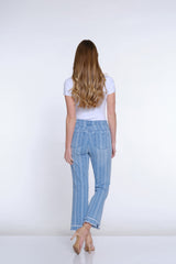 Plus Print Flare Leg Jean - Denim Stripe