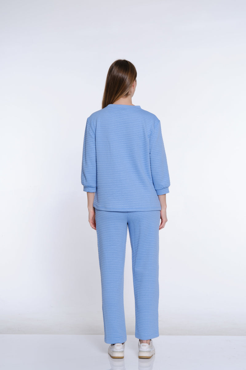 Jacquard Knit Ankle Pant - Cornflower