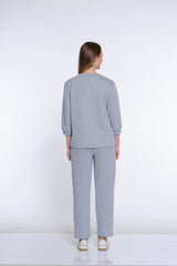 Jacquard Knit Ankle Pant - Women's - Sky Grey