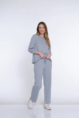 Jacquard Knit Ankle Pant - Women's - Sky Grey