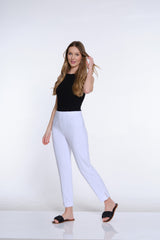 Terry Knit Ankle Pant - White