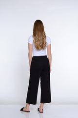 Wide Leg Ponte Crop Pant - Black