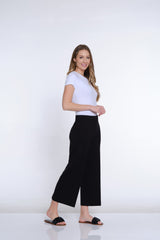 Wide Leg Ponte Crop Pant - Black