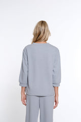 Jacquard Knit Top - Sky Grey