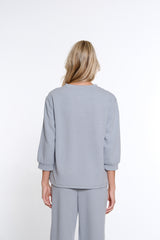 Jacquard Knit Top - Women's - Sky Grey