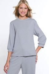 Jacquard Knit Top - Sky Grey